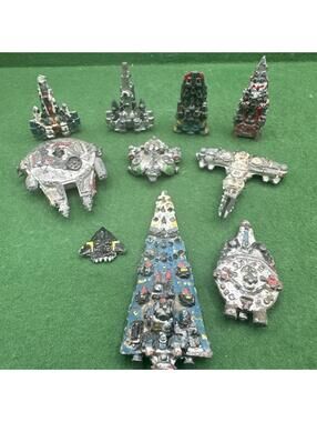 Vintage Metal Space Fleet Ships Lot Warhammer Battlefleet Gothic Style Painted